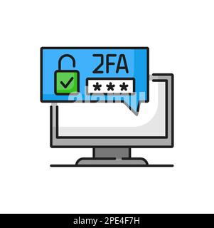 Secure password verification with two-factor authentication on screen color icon. Vector SMS notification with security code, checking entrance on sit Stock Vector