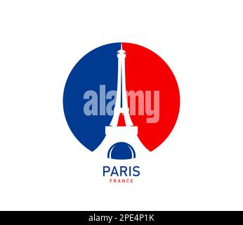 France Eiffel tower icon. Paris famous architecture, French historic building or Europe vacation tourism monument vector emblem. European city Eiffel Stock Vector