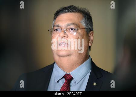 Brasilia, Brazil. 15th Mar, 2023. Photo, Minister of Justice Flávio Dino. This Wednesday (15) President Lula participates in the Ceremony at the Planalto Palace to launch PRONASCI II and deliver vehicles to Special Women's Police Stations and Maria da Penha Patrols. (Photo: Ton Molina/Fotoarena) Credit: Foto Arena LTDA/Alamy Live News Stock Photo