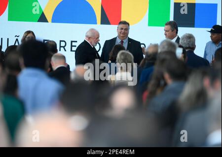 Brasilia, Brazil. 15th Mar, 2023. This Wednesday (15) President Lula participates in the Ceremony at the Planalto Palace to launch PRONASCI II and deliver vehicles to Special Women's Police Stations and Maria da Penha Patrols. (Photo: Ton Molina/Fotoarena) Credit: Foto Arena LTDA/Alamy Live News Stock Photo