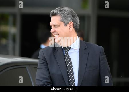 Brasilia, Brazil. 15th Mar, 2023. Photo, Minister Márcio Macedo. This Wednesday (15) President Lula participates in the Ceremony at the Planalto Palace to launch PRONASCI II and deliver vehicles to Special Women's Police Stations and Maria da Penha Patrols. (Photo: Ton Molina/Fotoarena) Credit: Foto Arena LTDA/Alamy Live News Stock Photo