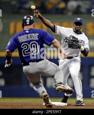 Milwaukee Brewers' Eric Thames is seen before a baseball game against the  St. Louis Cardinals Wednesday, Aug. 28, 2019, in Milwaukee. (AP Photo/Morry  Gash Stock Photo - Alamy