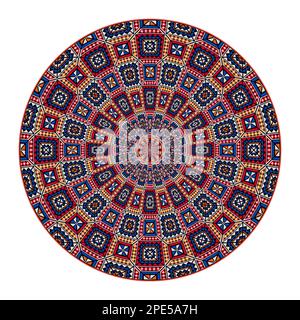 Decorative round Palestinian Tatreez design element over white background, vector illustration Stock Vector