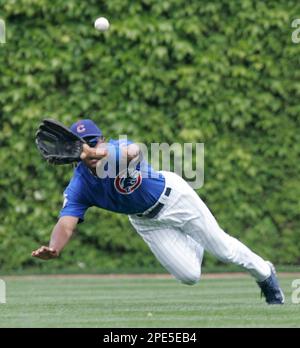 Cubs center fielder Corey Patterson hits against the Red Sox. The Chicago  Cubs defeated the Boston Red Sox 7-6 at Wrigley Field in Chicago, Il, June  11, 2005. (UPI Photo/Mark Cowan Stock