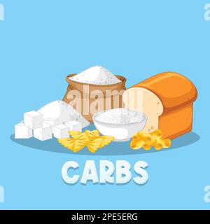 Variety Of Carbohydrates Foods Illustration Stock Vector Image & Art ...