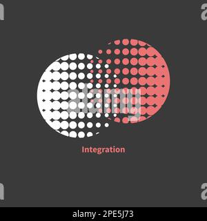 Integration, interaction sign. Round business concept. Interact logo, minimal business icon. Abstract circles Stock Vector