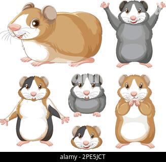 Set of hamster rodents cartoon character illustration Stock Vector ...