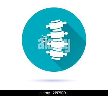 Spinal injury icon. Simple illustration with long shadow for graphic and web design. Stock Vector