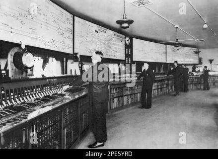 Brighton signal box, c1933. Brighton signal box was erected in 1931/32 by Southern Railway when the London to Brighton line was electrified, opening on the 16th October 1932. Brighton signal box closed on 30th March 1985 and was demolished in April 1985. Stock Photo