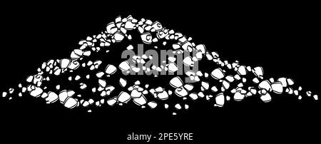 White silhouette of heap of soil or stones isolated on black background. Vector design element. Stock Vector