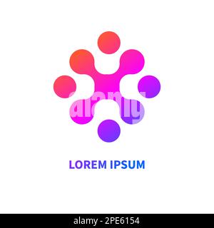 Four connected people logo. Teamwork icon, networking business concept Stock Vector