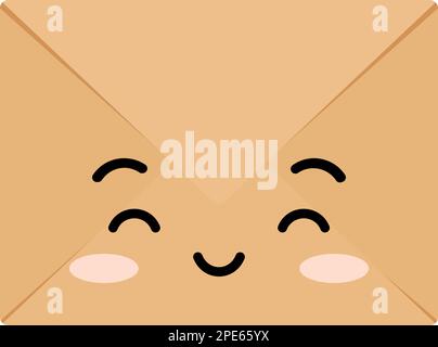 Craft happy envelope cute kawaii character with face. Stock Vector