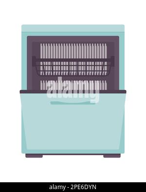Dishwashing machine semi flat color vector object Stock Vector
