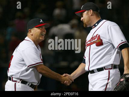 John Smoltz of the Atlanta Braves at Dodger Stadium in Los  Angeles,California during the 1996 season. (Larry Goren/Four Seam Images  via AP Images Stock Photo - Alamy