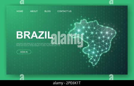 Brazil 3d polygonal symbol for website template. Low poly Country map ...