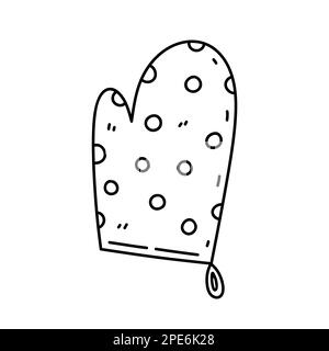 Oven mitt isolated on white background. Kitchen accessories. Vector hand-drawn doodle illustration. Perfect for decorations, logo, various designs. Stock Vector