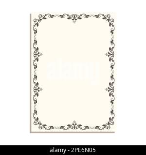 Rectangular frame with vines and leaves for decorative design of book pages, diplomas and certificates in A4 format. Minimalistic vector isolated on w Stock Vector