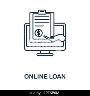 Online Loan line icon. Monochrome simple Online Loan outline icon for templates, web design and infographics Stock Vector