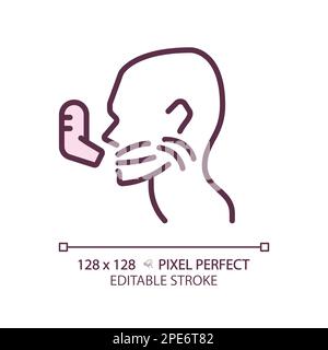 Asthma pixel perfect RGB color linear icon Stock Vector