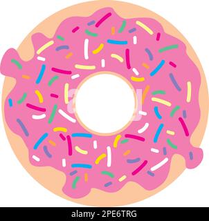 Donut with pink glaze and sprinkles. Vector illustration Stock Vector