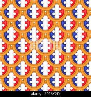 Pattern cookie with flag country France in tasty biscuit, pattern cookie consist of flag country France on natural biscuit, fresh biscuit cookie with Stock Vector
