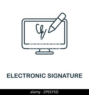 Electronic Signature line icon. Monochrome simple Electronic Signature outline icon for templates, web design and infographics Stock Vector