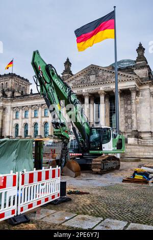 Construction site in front of Reichstag building, Berlin, Germany Stock Photo