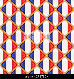 Pattern cookie with flag country France in tasty biscuit, pattern cookie consist of flag country France on natural biscuit, fresh biscuit cookie with Stock Vector