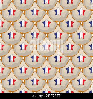 Pattern cookie with flag country France in tasty biscuit, pattern cookie consist of flag country France on natural biscuit, fresh biscuit cookie with Stock Vector