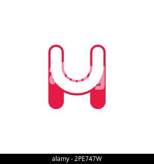 letter uh geometric curves outline logo vector Stock Vector