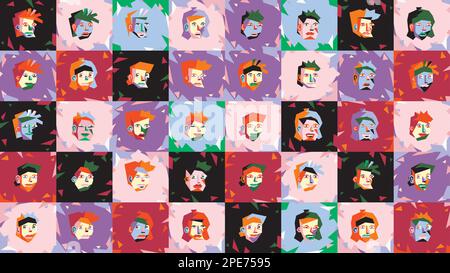 Abstract geometric faces in a Cubist inspired style Stock Vector