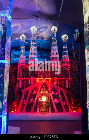 Sagrada Familia, Ice Sculpture Festival, Zwolle, Province of Overijssel, Netherlands Stock Photo