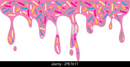 Dripping Donut Glaze and Sprinkles. Vector Illustration. Stock Vector