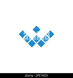 letter w blue diamons pixels logo vector Stock Vector
