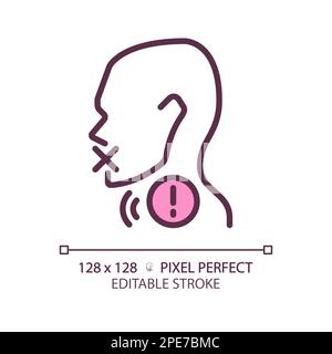 Hoarseness pixel perfect RGB color linear icon Stock Vector