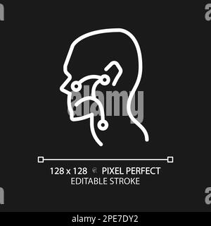 Ear, nose and throat pixel perfect white linear icon for dark theme Stock Vector