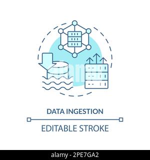 Data ingestion turquoise concept icon Stock Vector