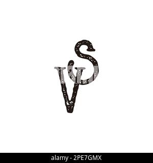 letter vs grunge linked design vector Stock Vector