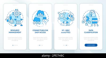 Data lake architecture blue onboarding mobile app screen Stock Vector