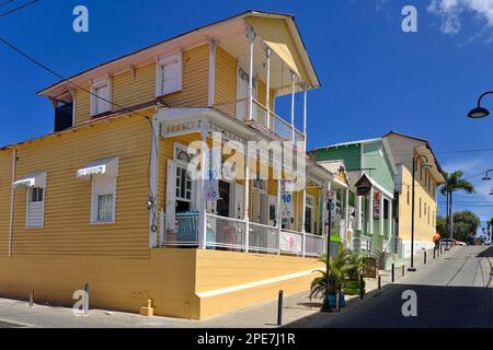 Colonial houses on Calle Duarte in Puerto Plata, Dominican Republic, Caribbean, Central America Stock Photo