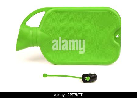 Green rubber heating pad isolated on a white background. Extreme closeup. High resolution photo. Full depth of field. Stock Photo