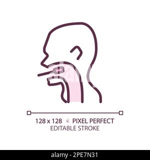 Throat exam pixel perfect RGB color linear icon Stock Vector
