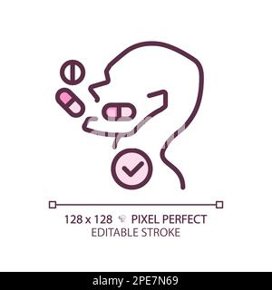 Take medication pixel perfect RGB color linear icon Stock Vector