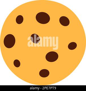 Chocolate chip cookie flat icon isolated on white background. Traditional baked treat symbol or logo. Homemade healthy gourmet meal sign design. Tasty Stock Vector