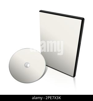 DVD box blank template white for presentation layouts and design. 3D rendering. Digitally Generated Image. Isolated on white background. Stock Photo