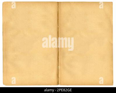 Turn of yellowed pages, old vintage open book isolated on white background. High resolution photo. Full depth of field. Stock Photo