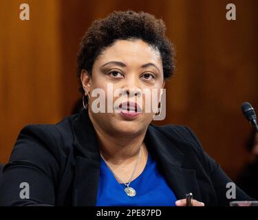 Washington, United States. 15th Mar, 2023. Shalanda Young, Director, Office of Management and Budget (OMB), speaks at a hearing of the Senate Budget Committee at the U.S. Capitol. Credit: SOPA Images Limited/Alamy Live News Stock Photo