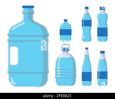 Big Collection Of Different Sizes Bottles Template Design Vector Illustration In Flat Style Stock Vector