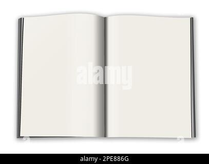 White magazine blank template  for presentation layouts and design. 3D rendering. Digitally Generated Image. Isolated on white background. Stock Photo