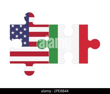 Connected puzzle of flags of Italy and America, vector Stock Vector ...